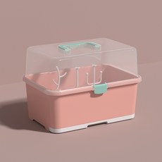 LWWYAREA 寶寶奶瓶收納箱 附蓋乾燥架, 粉色, 粉色