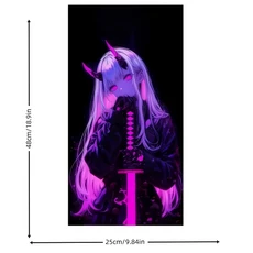 2PCS 애니메이션 소녀 장식 고광택 자동차 B-기둥 보호 필름 자체 접착 방수 및 스크래치, 01 2PCS