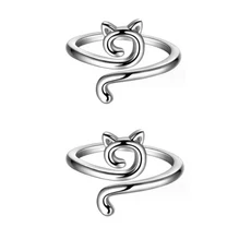 MIUSIE 2pcs 조정 가능한 뜨개질 크로 셰 뜨개질 루프 링 니트 원사 가이드 손가락 빠른 홀더 골무 스레드, 03 silvery