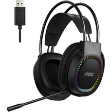AOC ACG2500 유선 게이밍 헤드셋 마이크 및 50mm 드라이버 정적 RGB 조명 헤드폰 PC노트북컴퓨터PS4PS5용 USB2.0 케이블 게이밍사무실음악온라인 학습용, AOC ACG2500 유선 게이밍 헤드셋 마이크 및 5