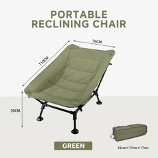 WESTTUNE 접이식 라운지 의자 대형 캠핑 리클라이닝 여행을위한 알루미늄 합금 야외 레저 게으른, 01 Green