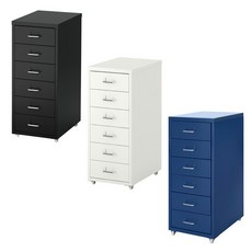 완제품 전국배송 이케아 헬메르 철제 수납장 이동식 틈새 바퀴달린 미니 폭좁은 슬림 철재 서랍장, 6단, [화이트] 완제품 전국배송 (착불)