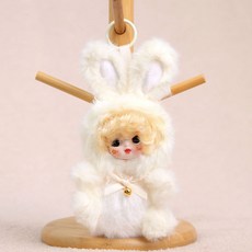 新款網紅搪膠兔子睡衣娃娃玩具毛絨掛件卡通玩偶可愛潮流禮物, 1個, 搪膠兔子睡衣-黃色:約18cm/65g