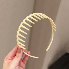 洗臉專用帶齒髮箍，防滑不掉, 1個, 髮箍米白兩個