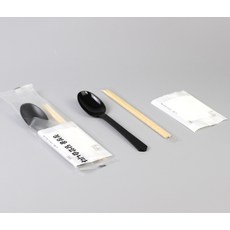 천리잡화점 고급 숟가락 젓가락 물티슈 수저세트, 1세트, 50개입, 2. 검정색