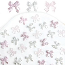 네일 파츠 리본 약 90개 세트 3색 3D 입체 나비 매듭 리본 귀여워 네일 아트 주얼리 파츠 귀여워 레진용 핸드메이드 데코 파츠