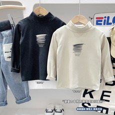 韓版童裝男童寶寶2025兒童T恤徳絨長袖半高領圓領套頭打底衫春鞦