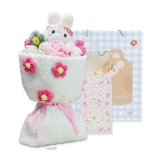 토이토 토끼 인형 꽃다발 종이가방 세트 졸업 입학 학예회 생일 선물, 화이트 래빗 꽃다발, 1개