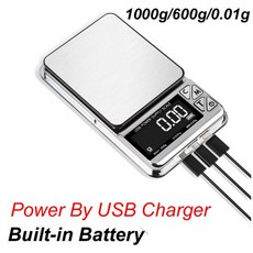 전자식 타입-C 마이크로 USB 전원 디지털 저울 미니 정밀 1000g/600g 0.01g LCD 보석 내장 배터리, 01 600g 0.01g
