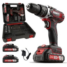 독일기술 24V 무선 전동 드릴 드라이버 고급형 충전 전기 드릴 고급형 베터리 풀세트2.0Ah + 배터리 2p, 1세트