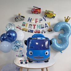 파티굿즈 타요풍선 생일파티세트 두돌생일, 1개, 3
