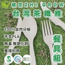 ZHI GROW 台灣茶纖維餐具 100%自然分解 無毒 可重複利用, 1個, 叉子250支