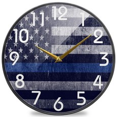 Naanle 축구장 축구공 원형 벽시계 30.5cm(12인치) 무소음 배터리 작동 쿼츠 아날로그 조용한 책상 시계 가정 사무실 학교용, 미국 국기