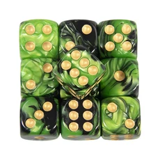 6면 주사위 세트 컬러 라운드 코너 큐브 PRG 파티 놀이 보드 교육 수학 16mm 10 개, 16 light green black