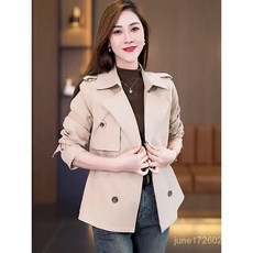 風衣外套 防風 韓版短版風衣女 春秋新款收腰顯瘦雙排扣外套 女裝