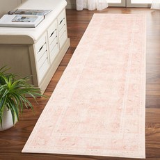 [ 1204624 ] LIMON HOME 세탁 가능한 핑크 러너 러그 5.1 x 20.3cm(2 8인치) 미끄럼 방지 보헤미안 꽃무늬 고무 뒷면 얼룩 및 낮은 파일 인조 울, 2' x 8' (러너)