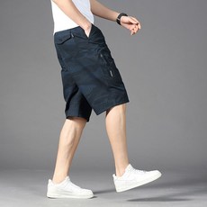 夏季男士純棉迷彩七分褲，寬鬆大碼中老年休閒運動短褲
