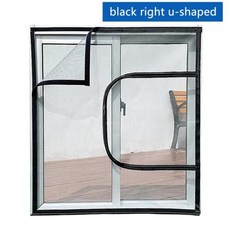 쉽게 설치하는 현관 창문 방충망 DIY 곤충 창 스크린 지퍼 열기 및 닫기 자체 접착 모기 방지 그물 실내 플라이 커튼 메쉬 보이지 않는 사용자 정의 가능, [03] Black Right u-shape, 01 Black Right u-shape
