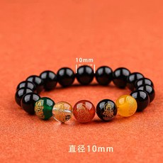 五路財神手鍊 8mm/10mm 珠款, 1個, 10mm珠款/黑瑪瑙五路財神, 黑瑪瑙, 10mm珠款
