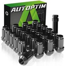 AUTOPTIM M12x1.5 스플라인 러그 너트 - 혼다 어코드 CRV 시빅 파일럿 쉐보레 임팔라 말리부 어큐라 애프터마켓 휠 교체품 블랙 20피스 6포인트 클로즈드 엔드, 24 Pcs, Black