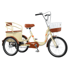 장바구니 세발자전거 성인용 기어변속 2인용 3인용 20인치 바구니, 20인치 베이지, 2인용 (작은 등받이)