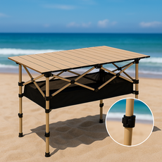 펠빅스 2단 높이조절 접이식 캠핑테이블, 95cm, 베이지