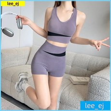 新款運動套裝女無鋼圈聚攏跑步瑜伽舞蹈速干蜜桃臀提臀健身套裝女, 1個, K1：短褲【粉色一件裝】,L【101-110斤】