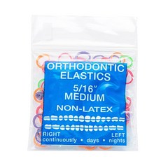 JMU 교정용 엘라스틱 3/16인치 미디엄 네온 논라텍스 4 5온스 100팩 구강 내 탄성 밴드 치과용 고무 미국산, 5/16 Medium, 100 Pack-Neon
