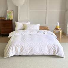 AOJIM 방 장식용 토끼 패턴이 있는 귀여운 아동용 이불 커버 세트 순면 침구 3피스 girl boy용 부드러운 퀼트 1개 및 어울리는 베개 2개 없음 183077, 귀여운 토끼