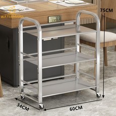 火鍋菜架 不鏽鋼配菜放菜擺菜三層火鍋店飯店上菜小推車 移動手推車 推車置物架 廚房推車 三層推車 小推車 不鏽鋼推車, 1個, 方管長60 寬34 高75帶輪