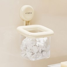달리발리 투명 와이드 미니 수납 바구니 무타공 압착식 벽선반 화장실 샴푸 거치대 틈새 수납, 아이보리, 1개