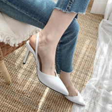 스틸레토 뾰족코 밴딩 스트랩 슬링백 하이힐 구두 4fY_WFG90QZ