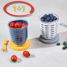 생활콕 과일 런치 박스, 1세트, 블루+화이트