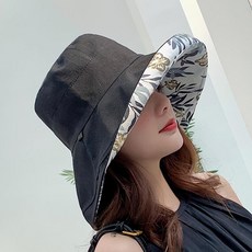 〈防曬必備〉雙面漁夫帽女 大帽沿遮陽帽 可折疊韓國女生帽子 黑色