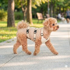 미르팩토리 강아지 소형견 관절보호 슬개골 앞섬방지 가슴줄 h형 하네스, 크림, 1개