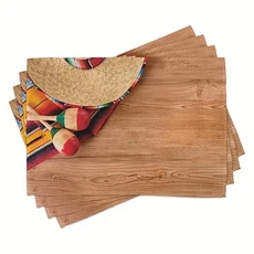 여름 테마 플라워 패턴 테이블 세트 다채로운 인쇄 나무 판자 실내 식탁 장식용 4 개, 01 32x42cm, 08 4PCS-5