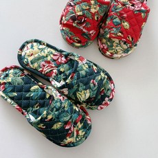 플로럴 코튼 퀼팅 슬리퍼 실내화 거실슬리퍼 2color