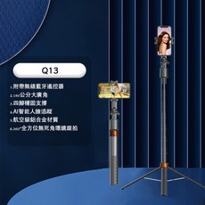 人像追蹤手機腳架 自動旋轉雲臺 AI智能雲眼自拍棒 180公分伸縮桿 變焦遙控器 相機腳架, 1個, Q13-無燈