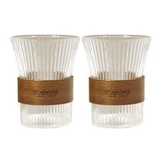 내열유리 우드홀더 노블컵 345ml 2p, 투명, 2개