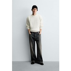 ZARA 텍스처 박시 핏 스웨터 - 스크래치 화이트