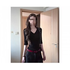 Yellwel V넥 티셔츠 여성용 기본 라운드넥 반팔 티 여름용 가벼운 상의 DJP