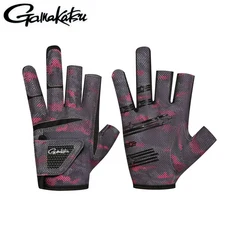 가마카츠 낚시 장갑 내마모성 통기성 미끄럼 방지 절단 손가락 여름, A. XL (palm 8-9cm), 7. 3 fingers gray pink, 1개