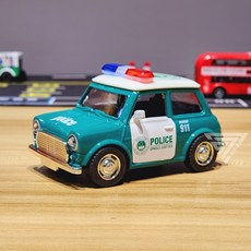 聲光可開門Q版復古合金車 - 警車 金龜車 雙層巴士 復古老爺車 mini cooper模型車 小車, 警車-綠(聲光雙開門, 1個