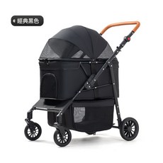 中小型寵物多功能推車 戶外出行大號可折疊代步車, 1個, Black-黑色:T800