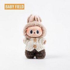 팝마트 라부부 옷 소품 인형옷, 흰색 코트 + 갈색 바지 (아기 없음), 1개