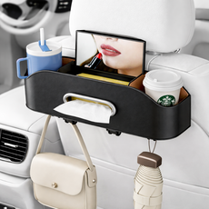 YAILIS 차량용 컵홀더 차량 뒷자석 다기능 수납함, 블랙, 1개