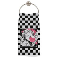 ECLATIS LADOCK 발렌타인 데이 체크 무늬 키친 타월 욕실 장식용 블랙 앤 화이트 격자무늬 핸드 모던 주방 레트로 큐피드 접시 티 40.6 x 61cm16 24인치, Qrj 1