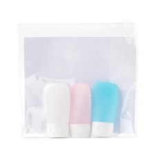 旅行分裝瓶套裝 A款 50ml*4, 1個, 粉色+透白+蓝色/30ml送洗漱袋