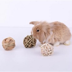 愛兔草 小動物編織玩具球 磨牙草球, 1個, 三合一編織草球