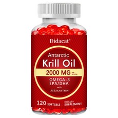 남극 크릴오일 2000mg – 오메가3 EPA/DHA & 아스타잔틴 함유 천연 유래 비GMO 영양 보충제, 3개, 120회분